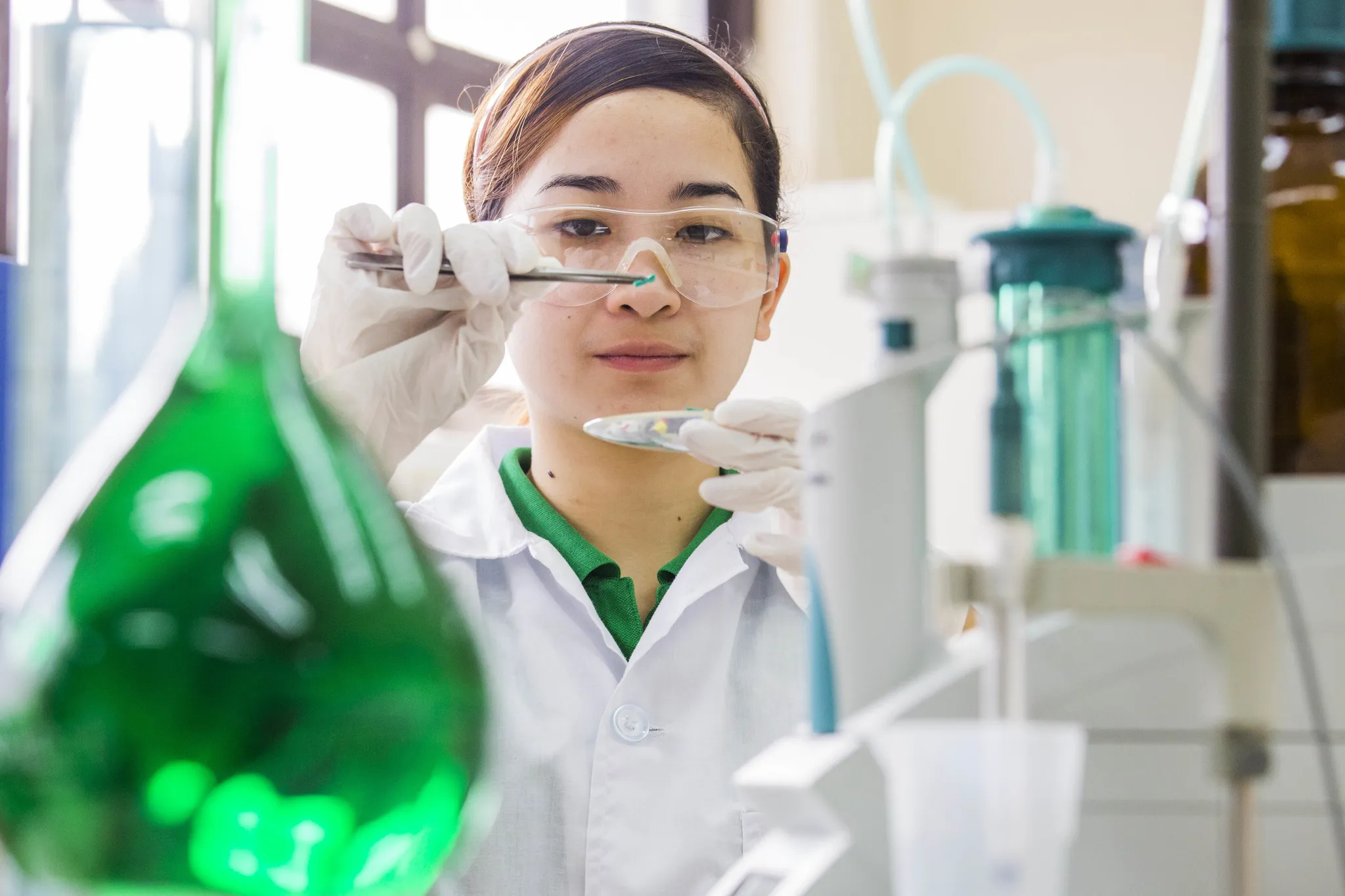 Woman in chemical lab