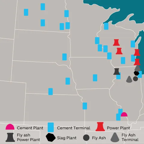 cement midwest region map