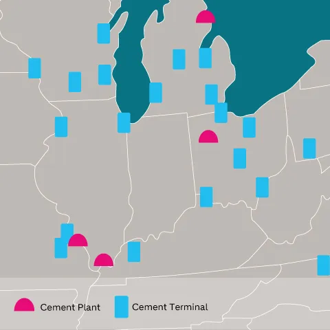 cement north central region map