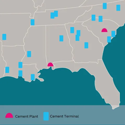 cement souther region map