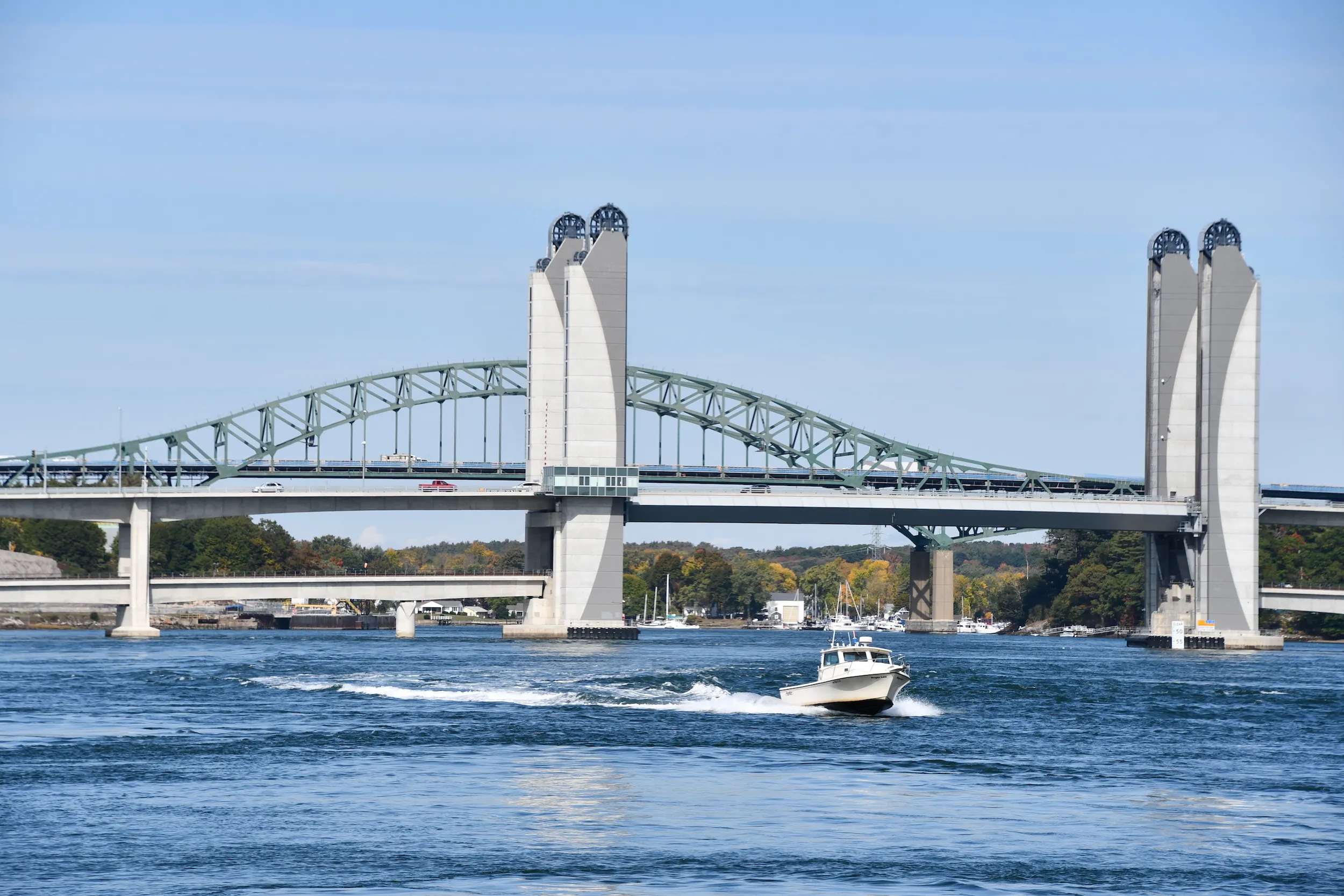 view of sarah mildred long bridge from the water