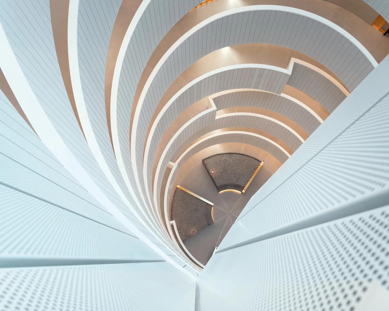 looking down a spiral staircase