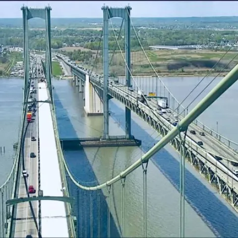 deleware memorial bridge view from above